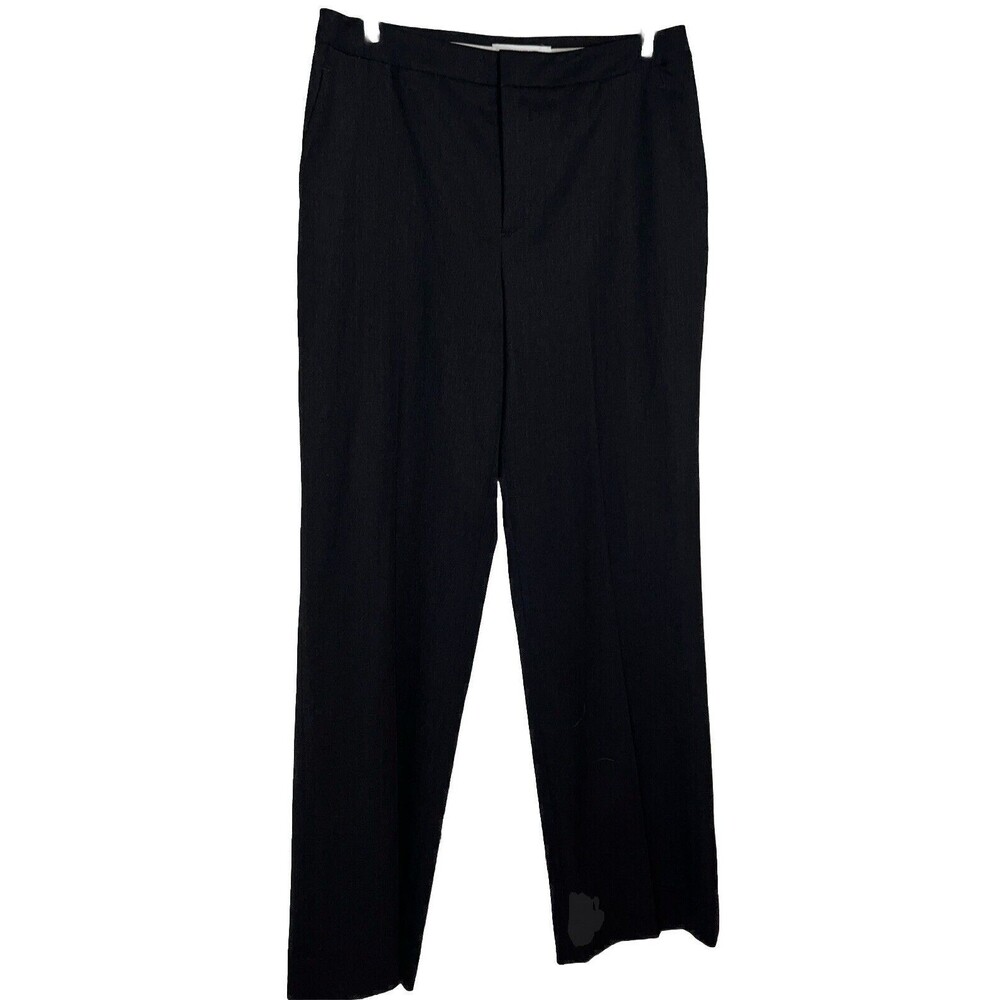 Ellen Tracy Womens Dress Office Pants Wool Elastic Black Sz 6 Flat Front Pockets
